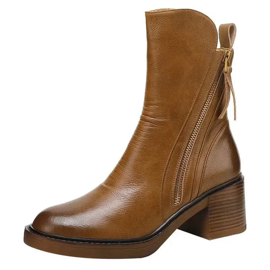 Women's Leather Ankle Boots High Heels